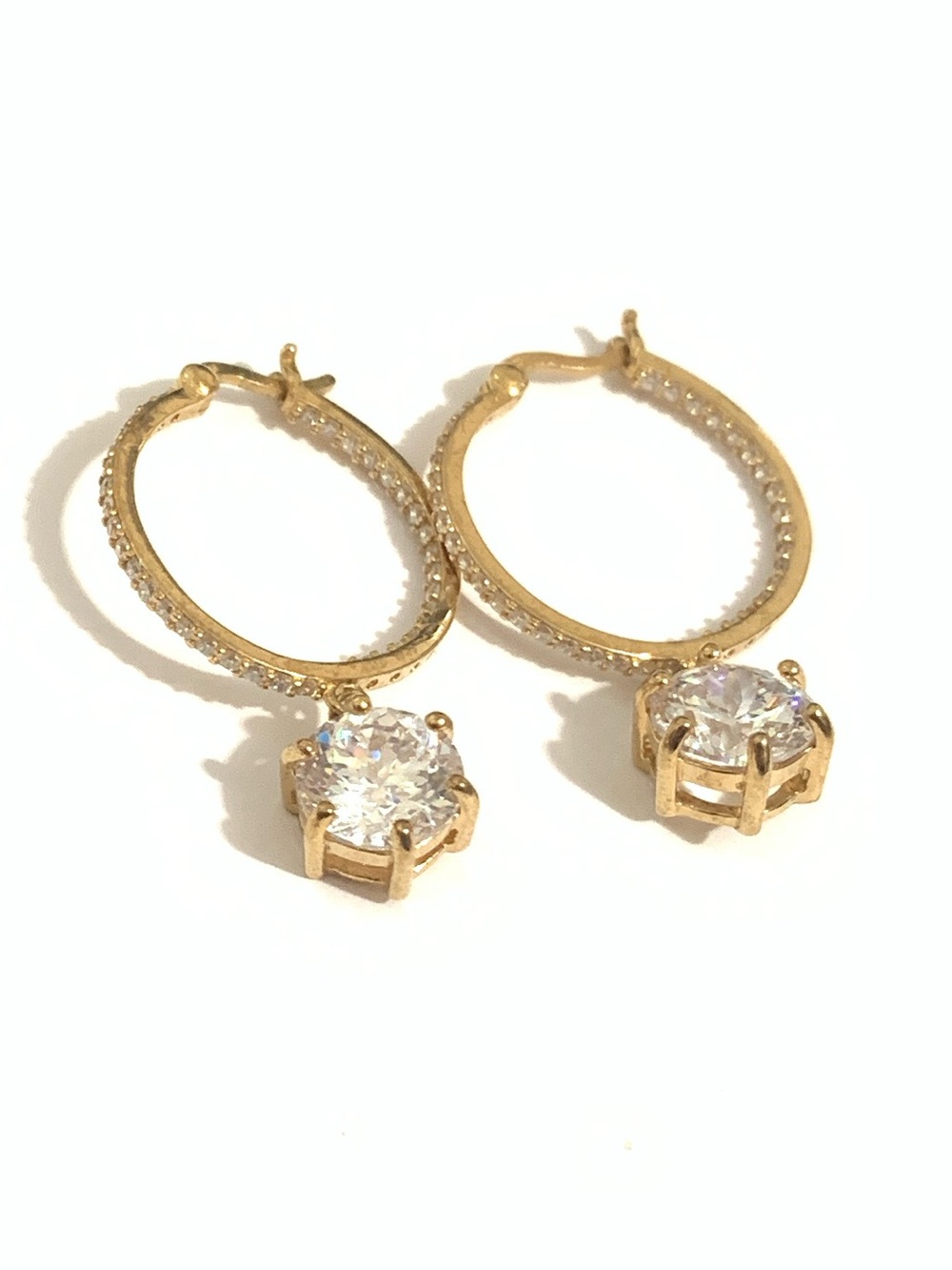925 Sterling Silver Gold Tone Hoop Earrings